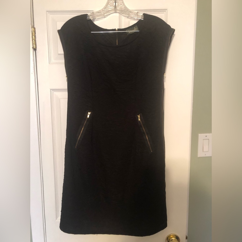 Black lace dress with zipper details